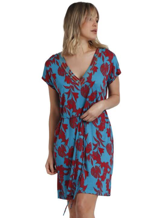 19778AD Caftan de plage Waves Admas Bleu Turquoise face