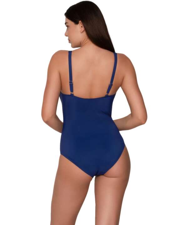 92068LU 1-piece preformed slimming swimming costume TK-5 Blue Sense cups C to E Luna Navy Blue face