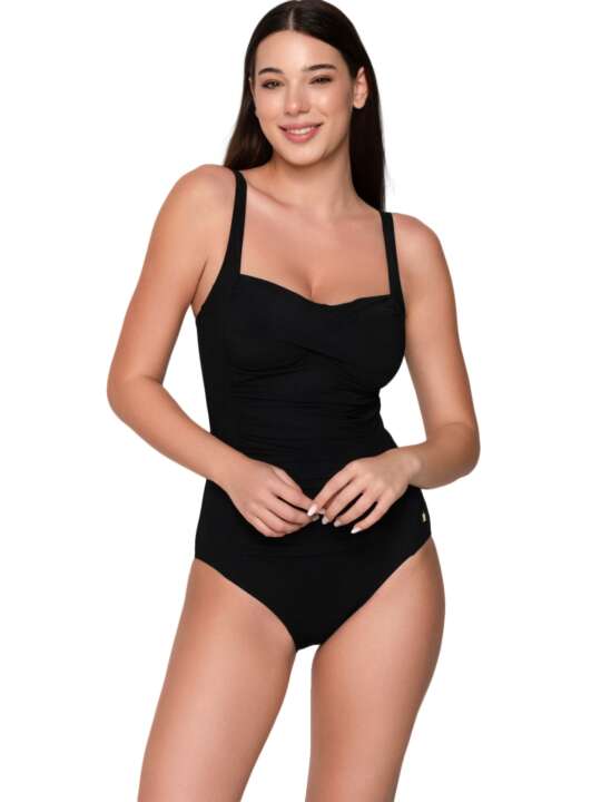 92068LU Maillot de bain amincissant 1 pièce préformé TK-5 Blue Sense bonnets C à E Luna Noir face