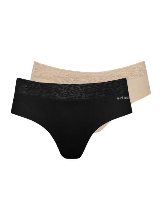 00252SE Pack x2 shortys taille haute Basica Selmark Multicolore face