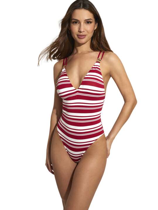 BJ857SE Maillot de bain une pièce triangle préformé Mykonos Selmark Mare Rouge face