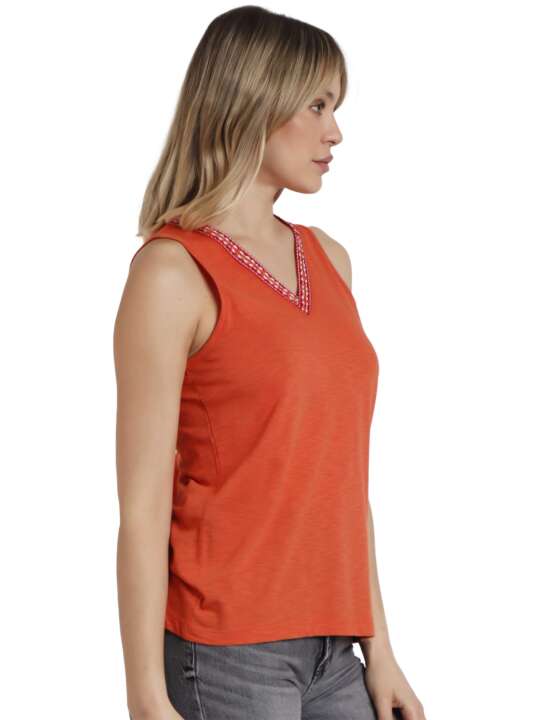 43514AD V-neck tank top Mexico Admas Coral face