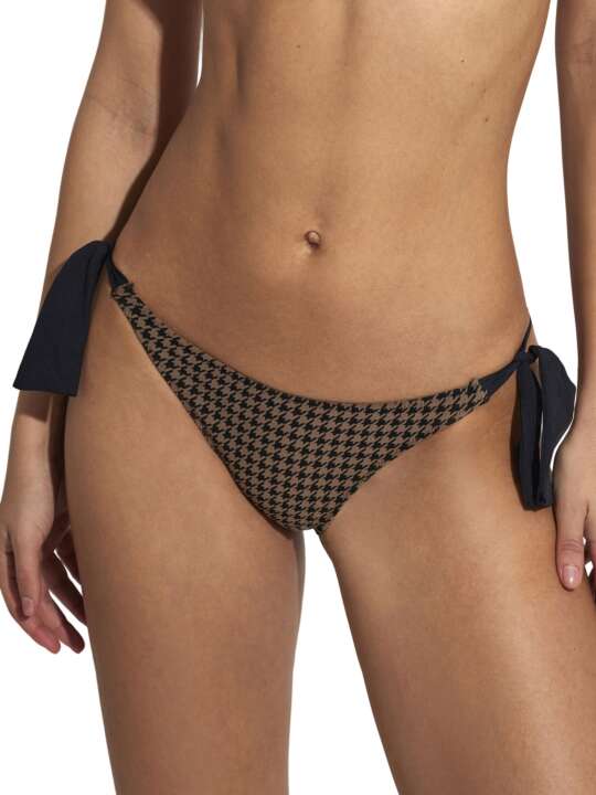 BL007SE Bas maillot slip de bain taille basse à nouettes Corfu Selmark Mare Noir face