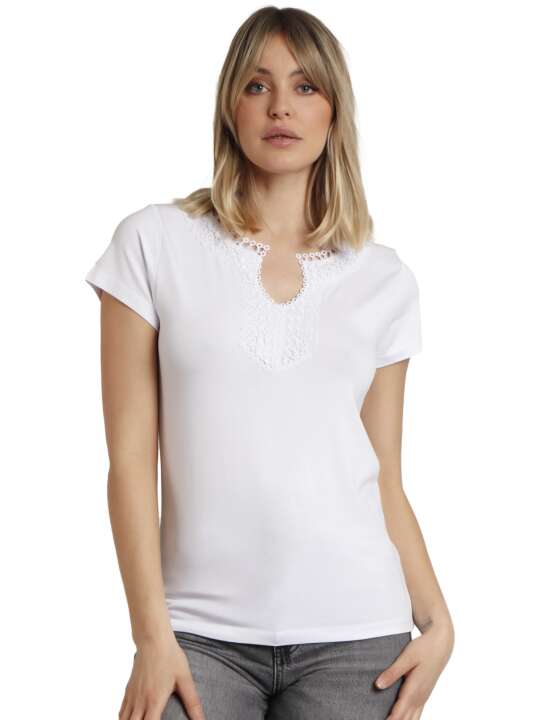 43531AD Short-sleeved T-shirt Guipur White face