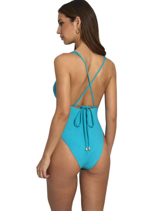 BK857SE Maillot de bain une pièce triangle préformé Barbados Selmark Mare Bleu Turquoise face