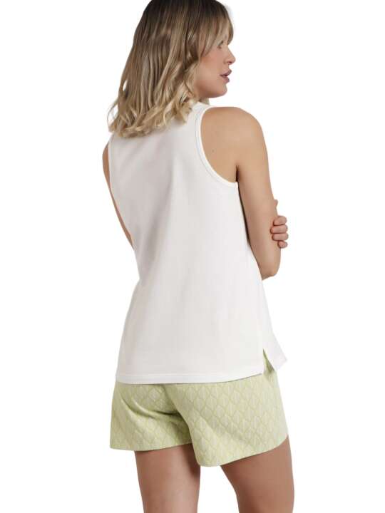 62092AD Pyjama short débardeur Vacay Mood Admas Vert face