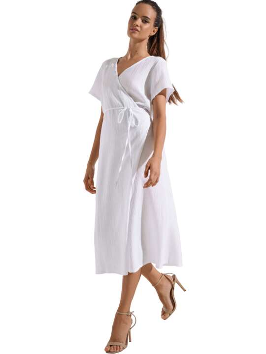 49551LI Robe longue de plage Normandie Lisca Blanc face