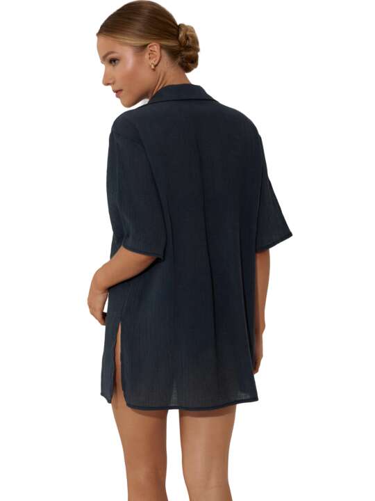 49549LI Tunique chemise estivale manches courtes Normandie Lisca Bleu face