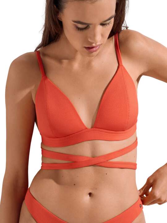 40746LI Haut maillot de bain triangle préformé sans armatures Normandie Lisca Orange face