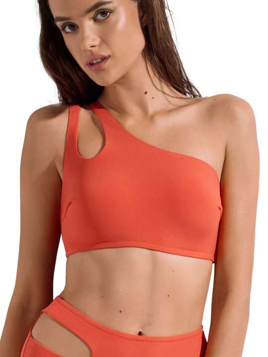 40747LI Haut maillot de bain brassière asymétrique sans armatures Normandie Lisca Orange face