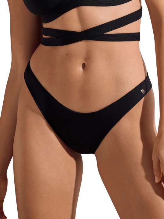 41658LI Bas maillot slip de bain échancré taille basse Normandie Lisca Noir face