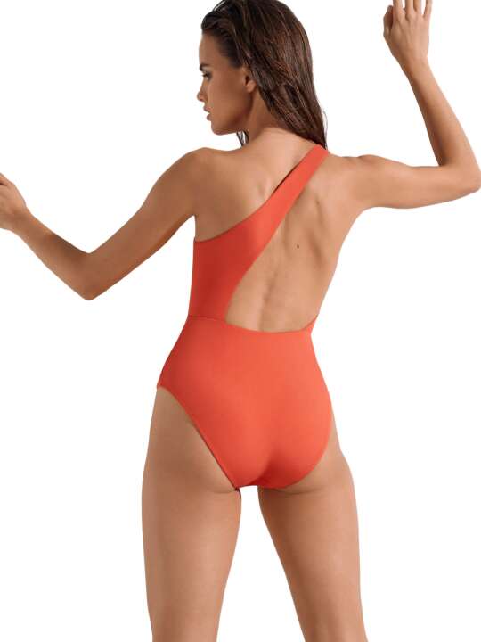 43520LI Maillot de bain une pièce asymétrique sans armatures Normandie Lisca Orange face