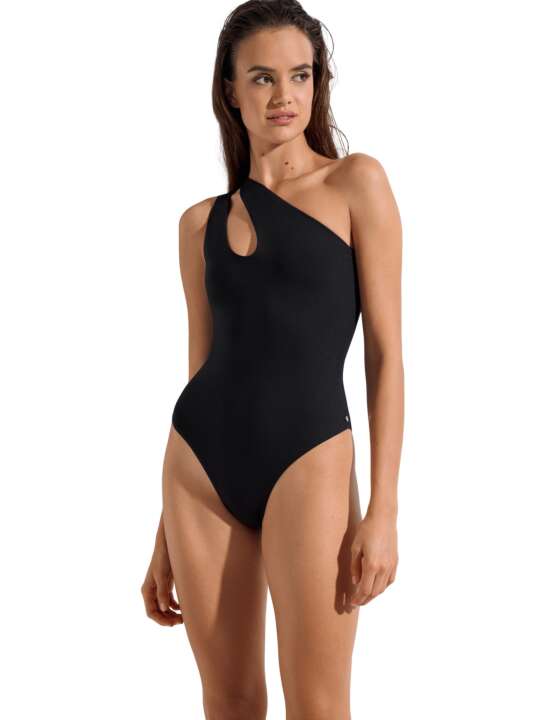 43520LI Asymmetrical one-piece swimming costume without underwire Normandie Lisca Black face