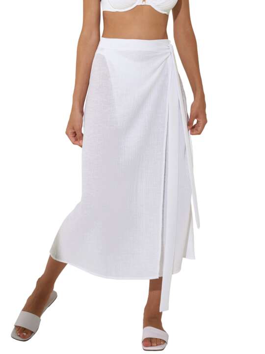 49552LI Jupe longue de plage Normandie Lisca Blanc face
