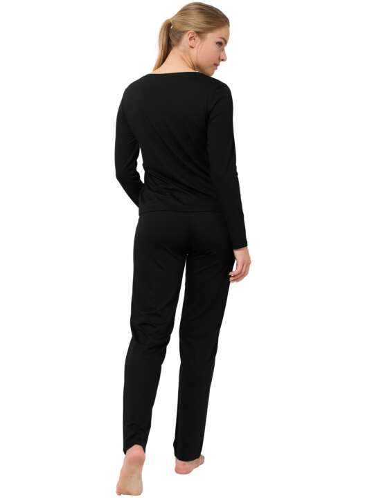 23432LI Pyjama pantalon top manches longues Evelyn Lisca Noir face