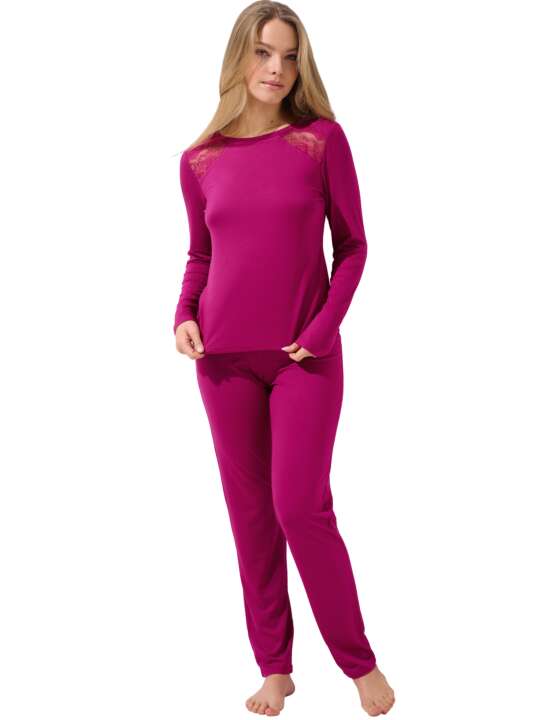 23432LI Pyjama pantalon top manches longues Evelyn Lisca Magenta face