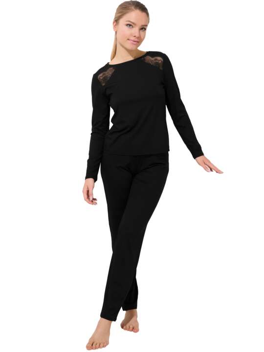 23432LI Pyjama pantalon top manches longues Evelyn Lisca Noir face