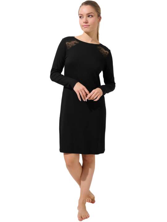 23433LI Chemise de nuit manches longues Evelyn Lisca Noir face