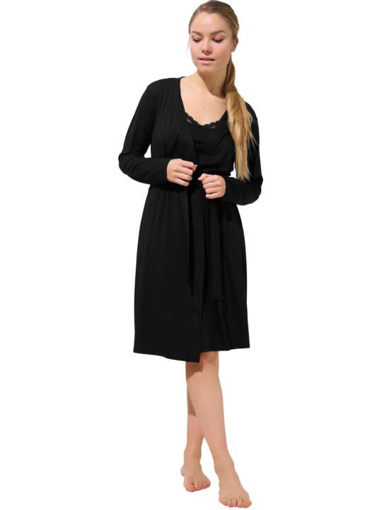 23435LI Déshabillé manches longues Evelyn Lisca Noir face