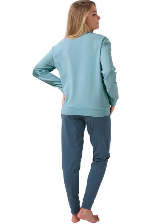 63480LI Pyjama pantalon resserré top manches longues Delightful Lisca Cheek Bleu face