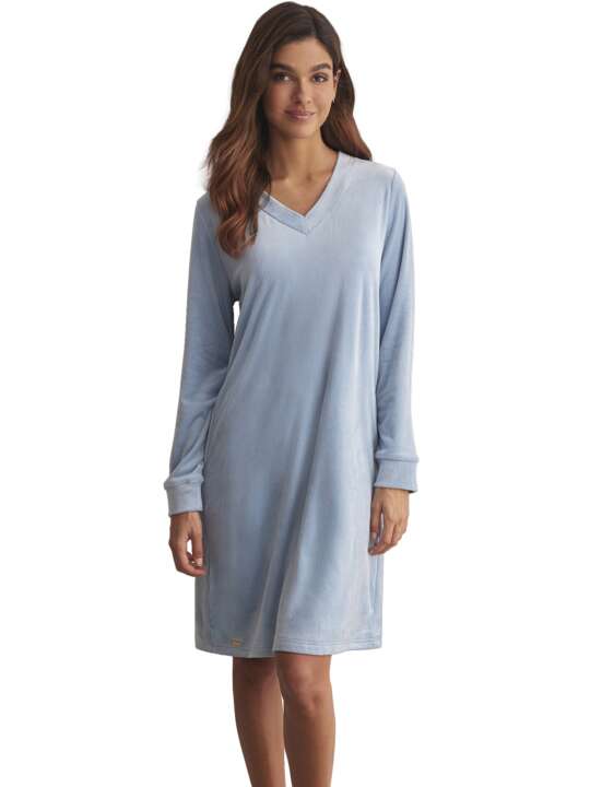 P8363SE Chemise de nuit manches longues POLARSOFT Selmark Bleu face