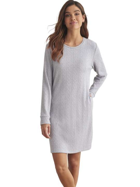 P8663SE Chemise de nuit manches longues TEXTURAS Selmark Gris face