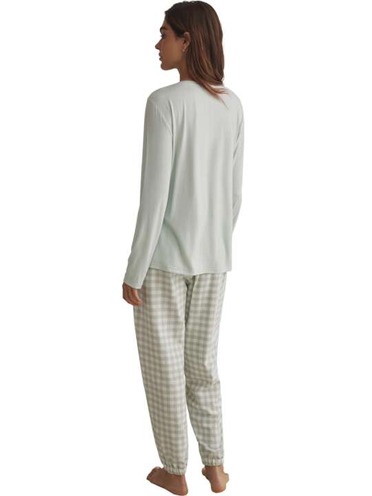 P9173SE Pyjama pantalon top manches longues VICHYP91 Selmark Vert face
