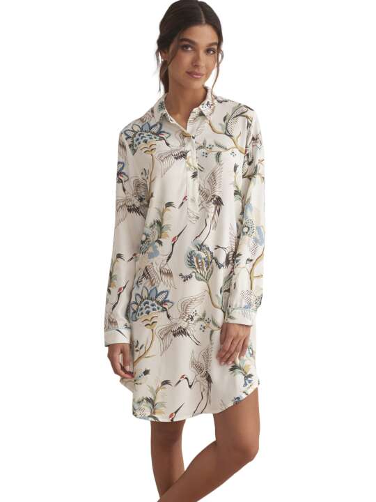 P9663SE Chemise de nuit manches longues PAJAROS Selmark Vert face
