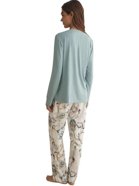 P9673SE Pyjama pantalon top manches longues PAJAROS Selmark Vert face