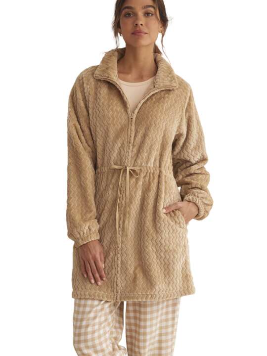 PC093SE Veste d'intérieur robe de chambre zippée SUPERSOFT COMPLEMENTOS Selmark Marron face