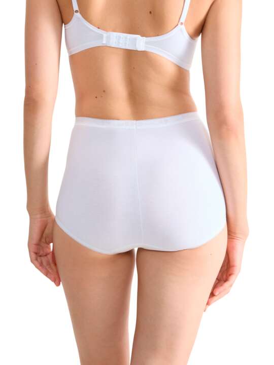 0028378 Pack x4 slips taille haute BASIC PLUS Sloggi Blanc face
