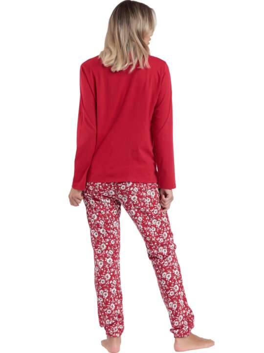 62594AD Pyjamas trousers top long sleeves Romantic Winter Admas Red face