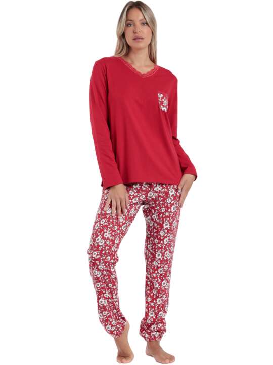 62594AD Pyjamas trousers top long sleeves Romantic Winter Admas Red face