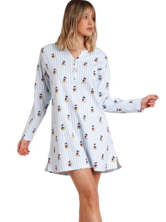 61301AD Chemise de nuit manches longues Mickey New Yord Disney Admas Bleu face