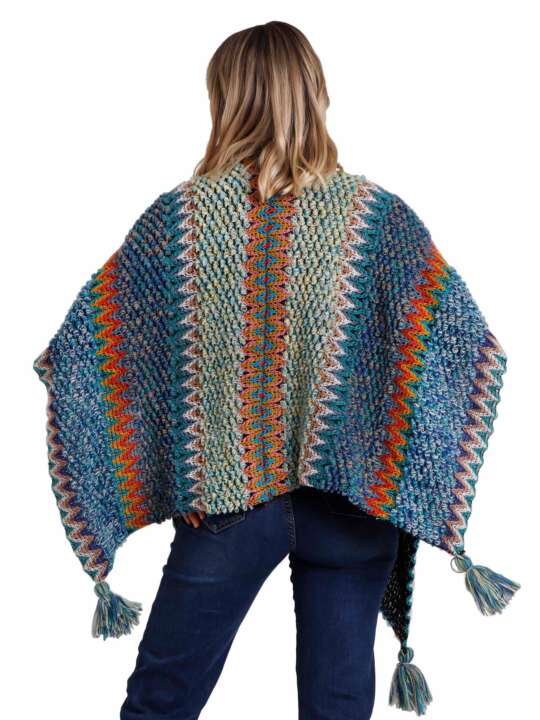 67201AD Poncho ouvert Azteca Admas Bleu face