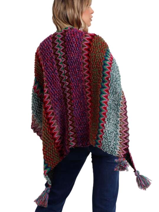 67201AD Poncho ouvert Azteca Admas Fuchsia face