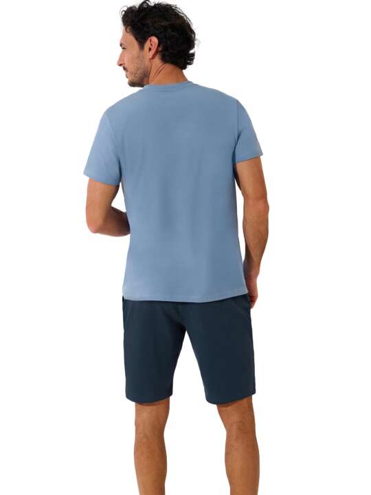 35032LI Pyjama tenue d'intérieur short t-shirt TALOS Lisca Men Bleu face