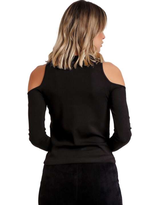 43557AD Top manches longues épaules nues Hombros Admas Noir face