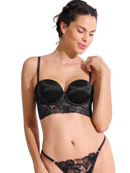 10379LI Soutien-gorge bustier balconnet préformé EMINENCE Lisca Noir face