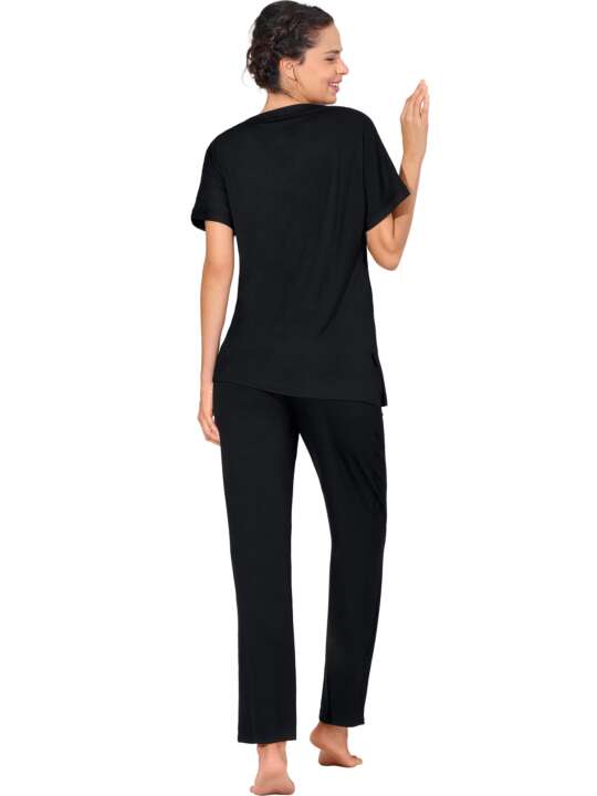 23444LI Pyjama pantalon t-shirt EMINENCE Lisca Noir face