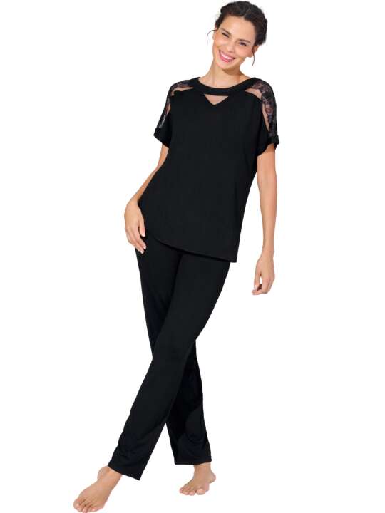 23444LI Pyjama pantalon t-shirt EMINENCE Lisca Noir face