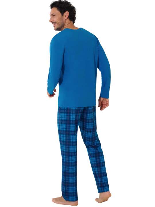 35029LI Pyjama pantalon top manches longues Triton Lisca Men Bleu face