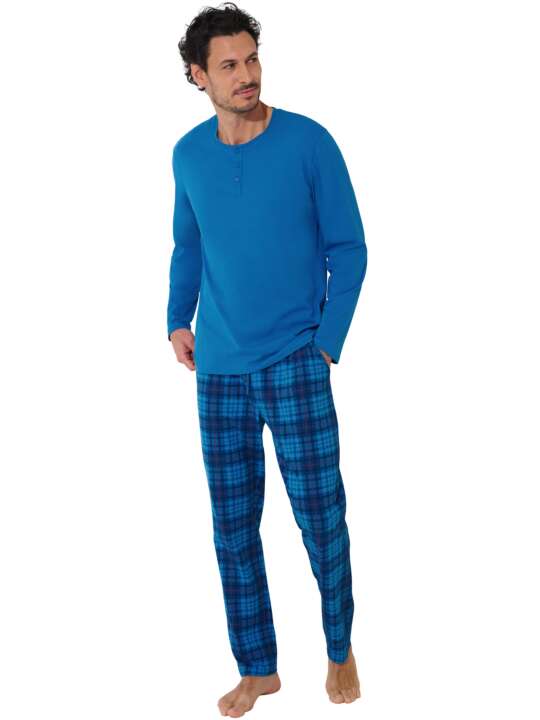 35029LI Pyjama pantalon top manches longues Triton Lisca Men Bleu face