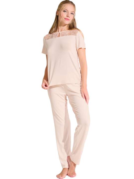 23453LI Pyjama pantalon t-shirt PATRICIA Lisca Beige face