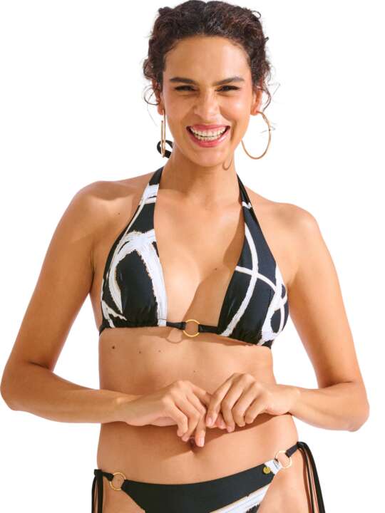 40830LI Haut maillot de bain triangle préformé sans armatures HONOLULU Lisca Noir face