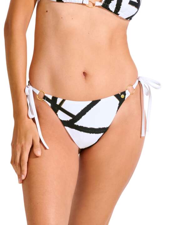41714LI Bas maillot brésilien de bain à nouettes HONOLULU Lisca Blanc face