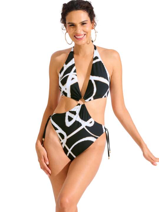 43572LI Maillot de bain une pièce monokini sans armatures HONOLULU Lisca Noir face