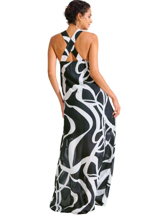 49576LI Robe longue estivale HONOLULU Lisca Noir/blanc face