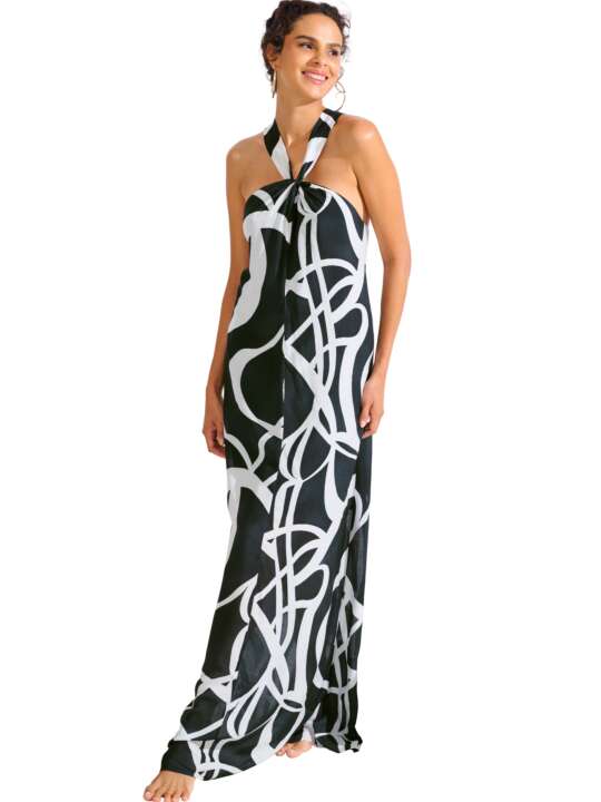 49576LI Robe longue estivale HONOLULU Lisca Noir/blanc face