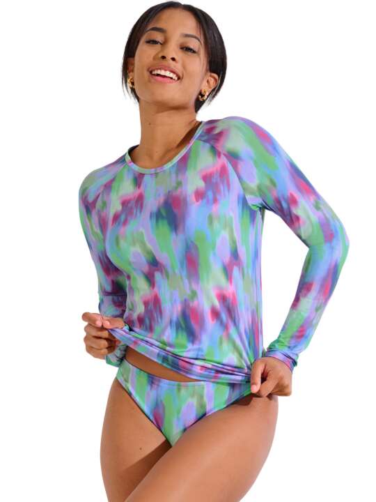 49571LI Haut maillot bain t-shirt de plage JERSEY Lisca Cheek Violet face
